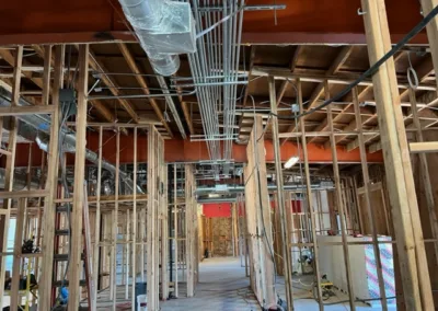 The interior of a building that is under construction.